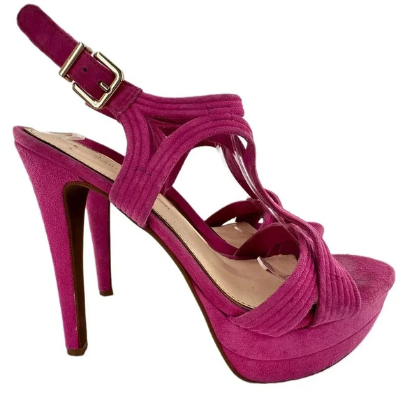 Jessica Simpson Salemm heels size 8.5 38.5 fuchsia pink suede platform stilettos - Picture 13 of 13